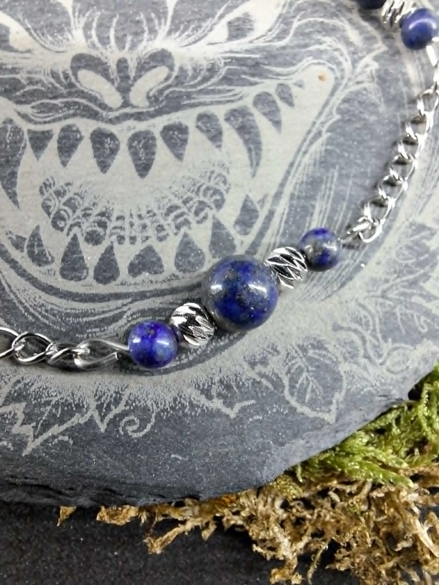 Pulsera de tobillo de lapislázuli de 6mm / 4mm – photo 2